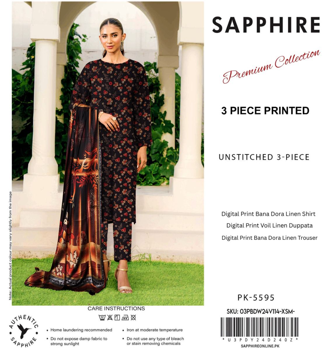 SAPPHIRE DORYA LINEN THREE PIECE