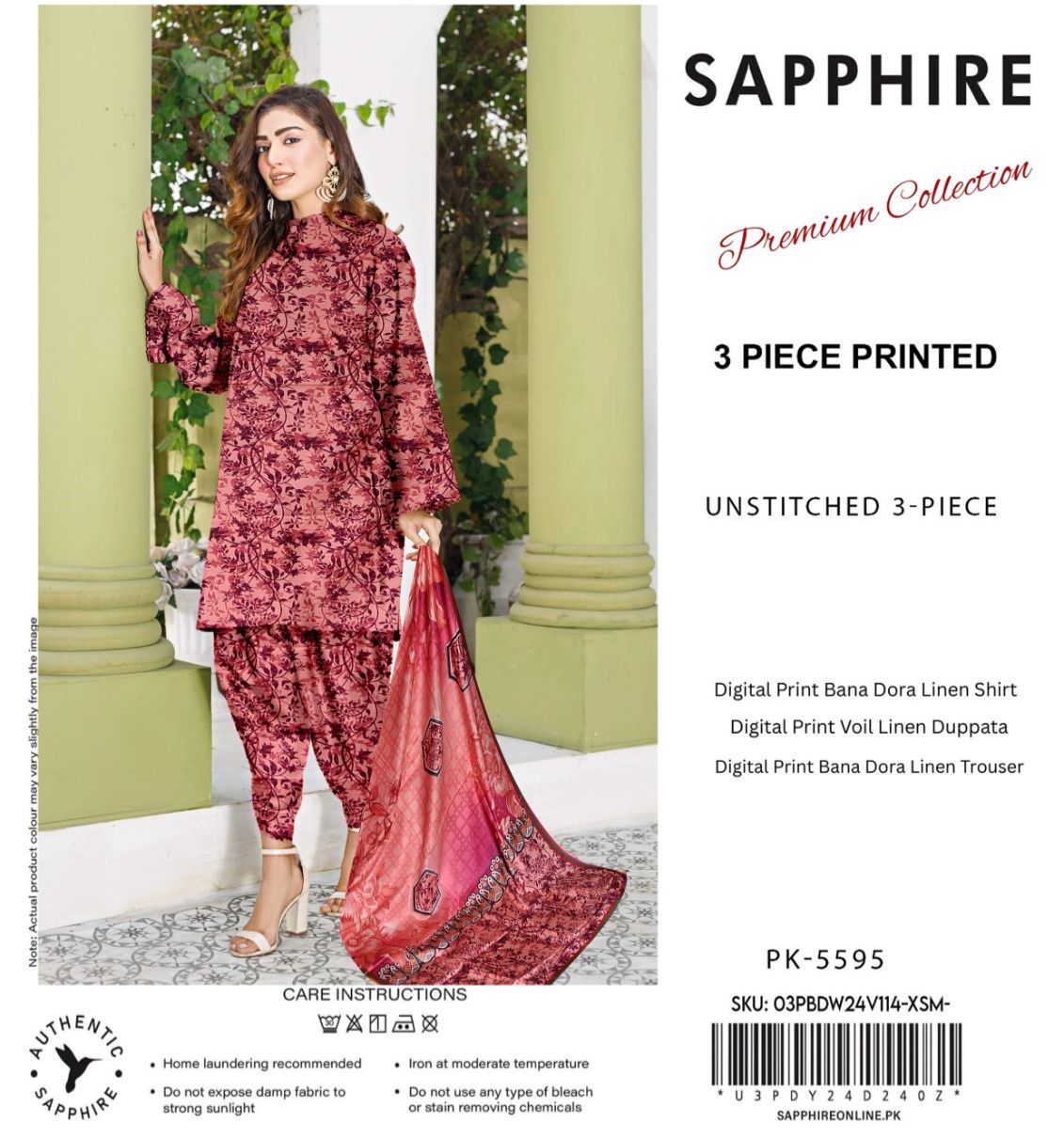 SAPPHIRE DORYA LINEN THREE PIECE