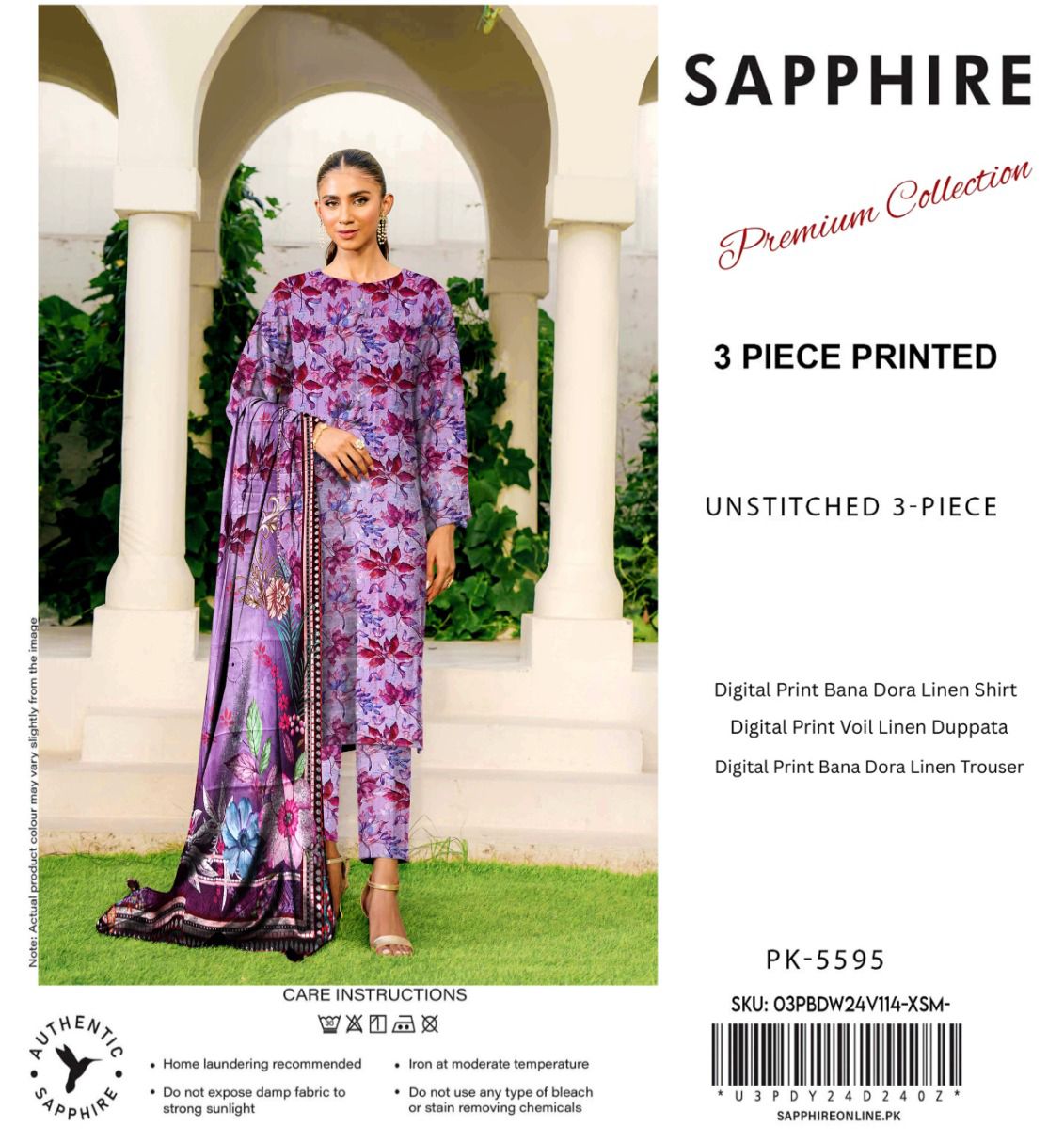 SAPPHIRE DORYA LINEN THREE PIECE