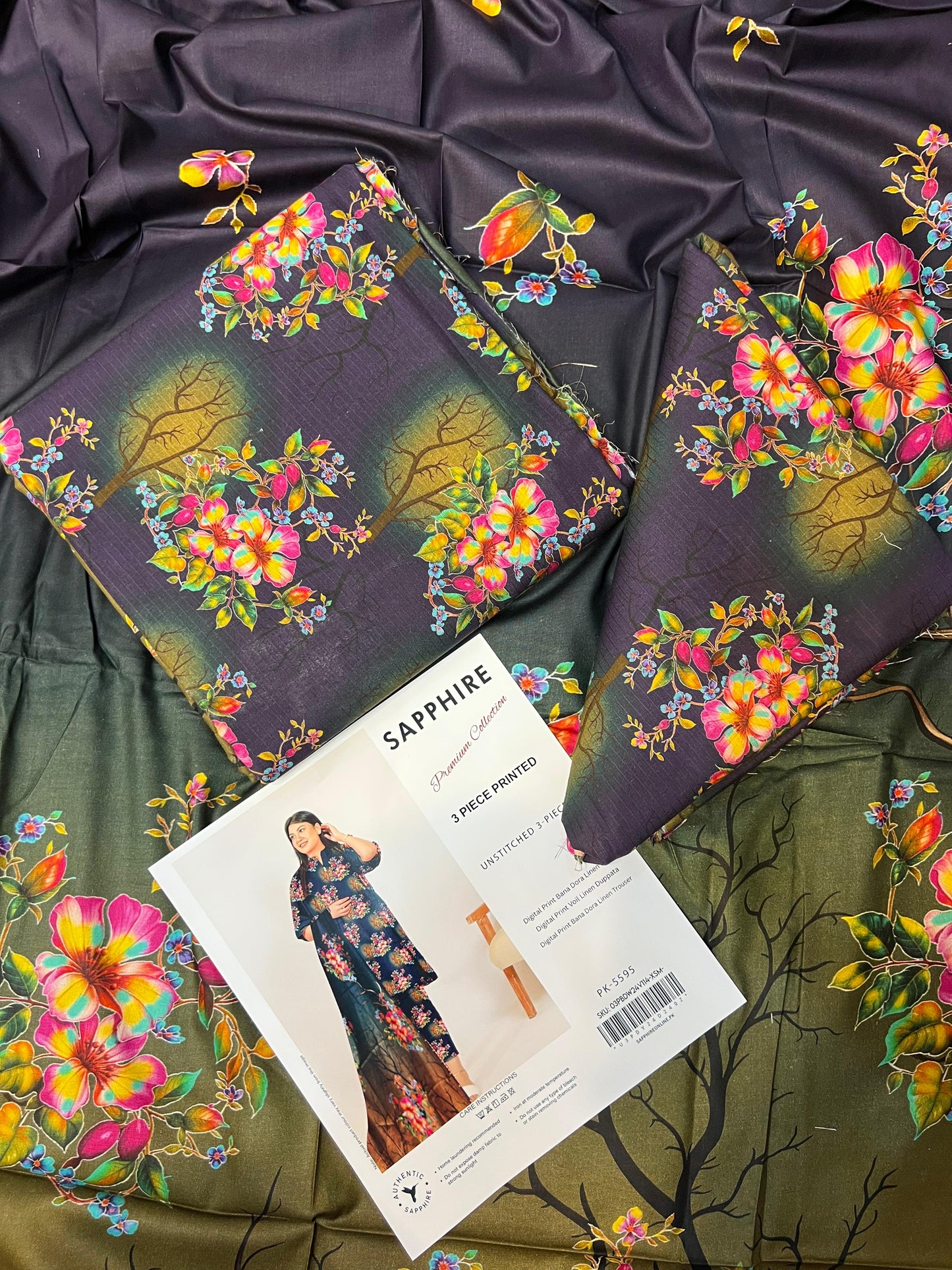 SAPPHIRE DORYA LINEN THREE PIECE