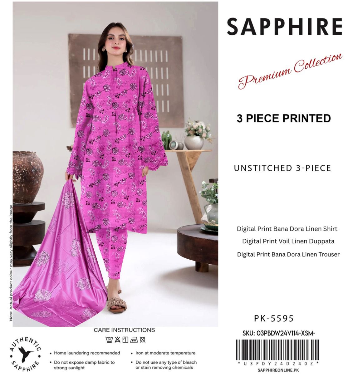 SAPPHIRE DORYA LINEN THREE PIECE