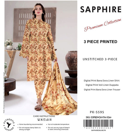SAPPHIRE DORYA LINEN THREE PIECE