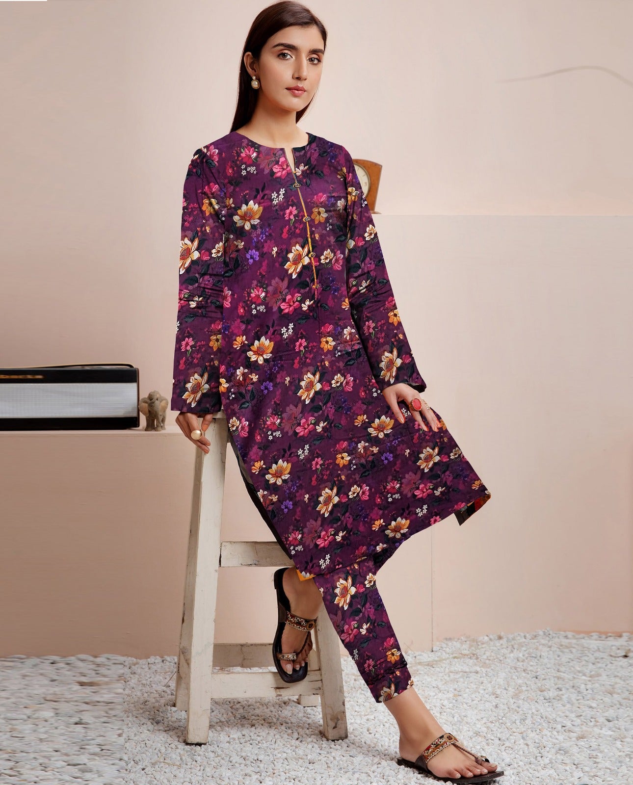 AL KARAM LINEN TWO PIECE ALLOVER