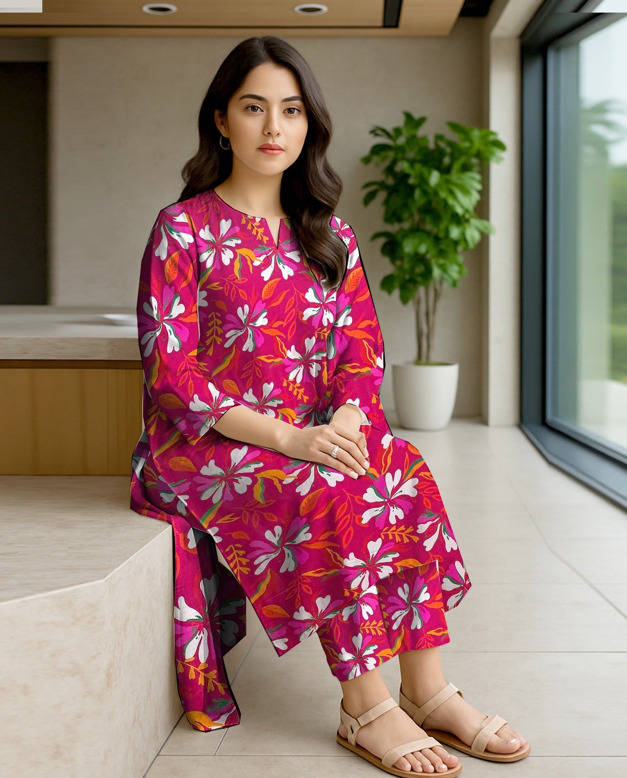 AL KARAM LINEN TWO PIECE ALLOVER