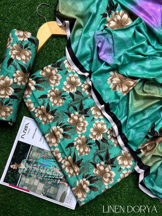 NISHAT DORYA LINEN THREE PIECE