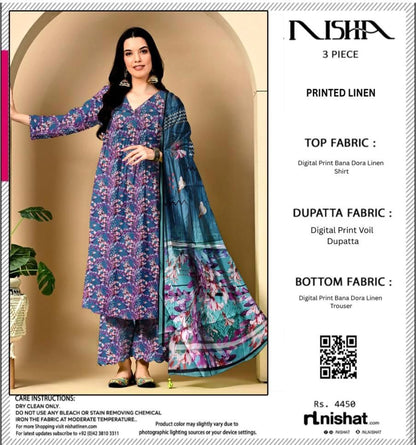 NISHAT DORYA LINEN THREE PIECE