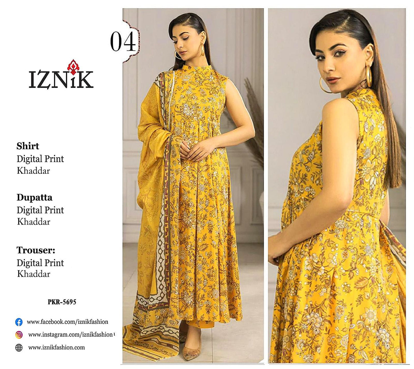 IZNIK KHADDAR THREE PIECE