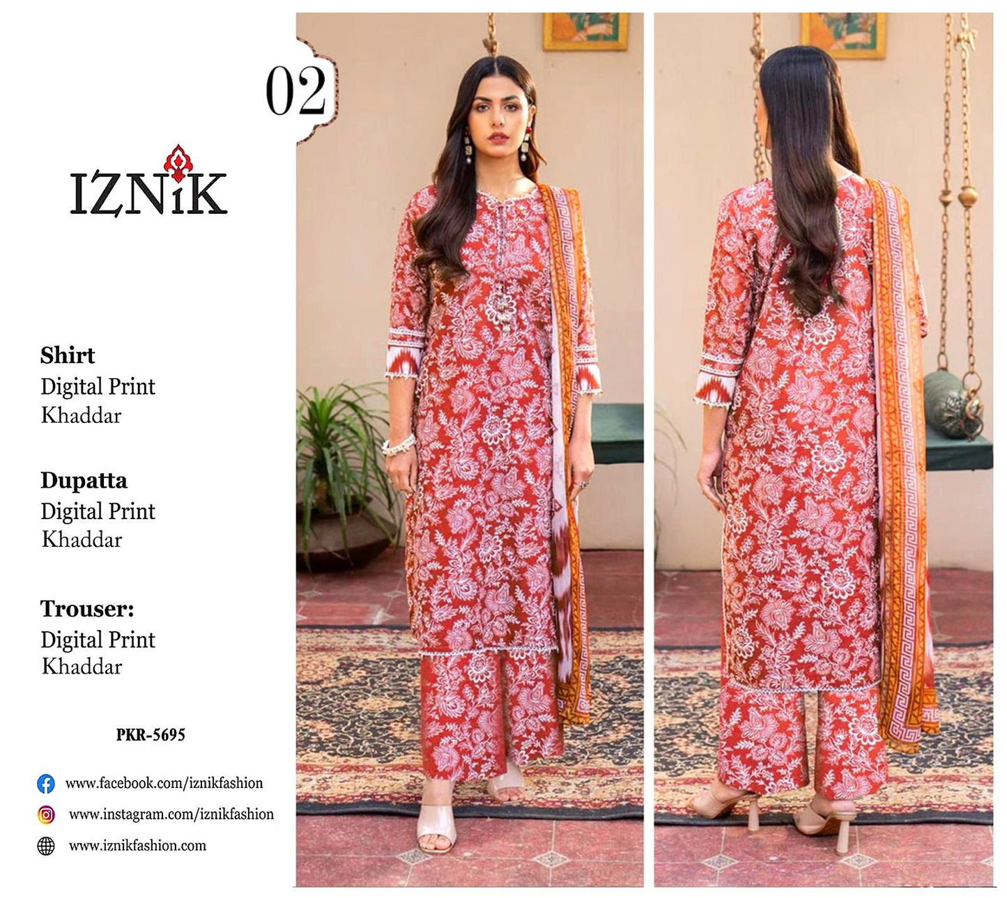 IZNIK KHADDAR THREE PIECE