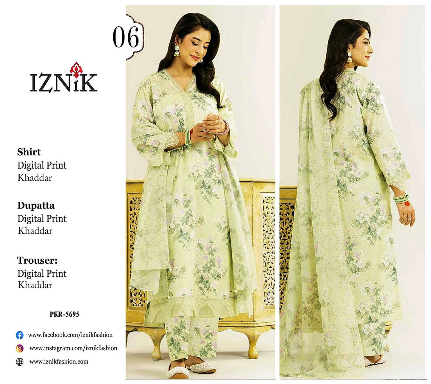 IZNIK KHADDAR THREE PIECE