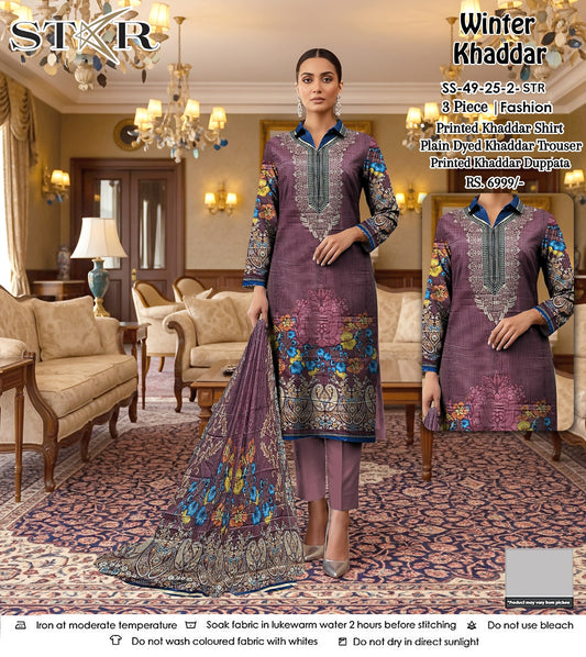 STAR KHADDAR THREE PIECE