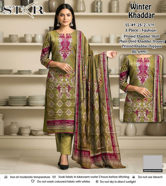 STAR KHADDAR THREE PIECE
