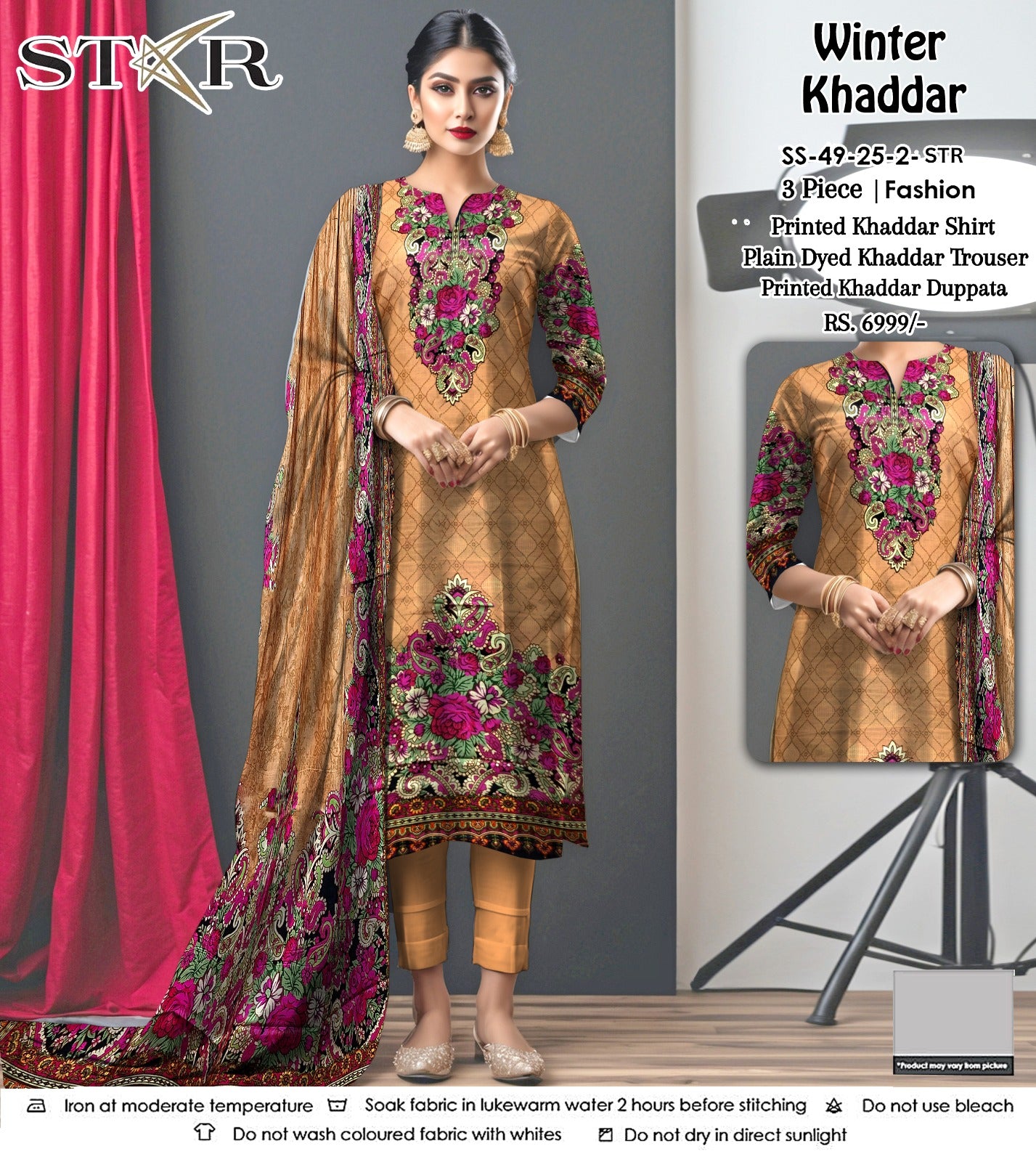 STAR KHADDAR THREE PIECE