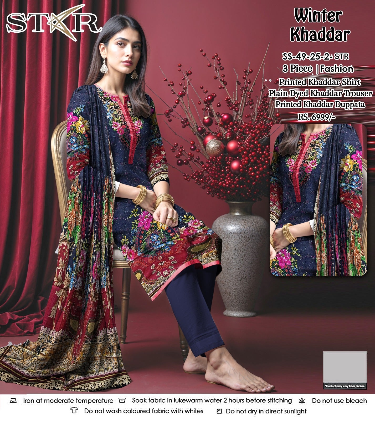 STAR KHADDAR THREE PIECE
