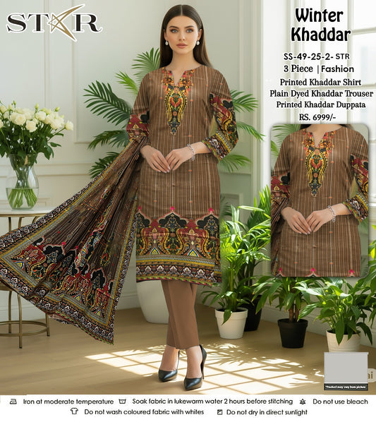 STAR KHADDAR THREE PIECE