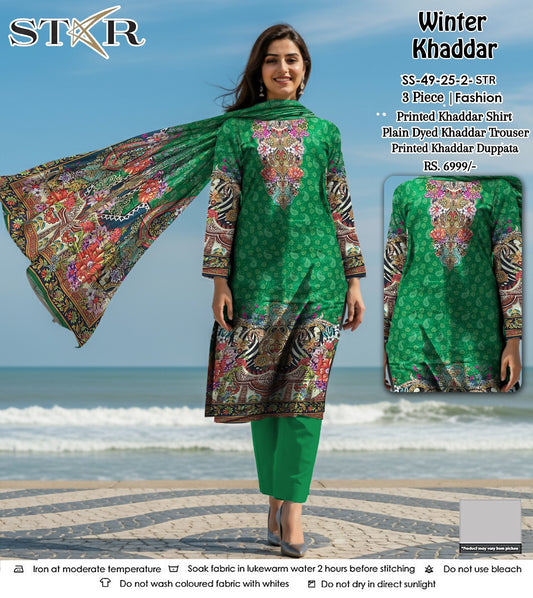STAR KHADDAR THREE PIECE