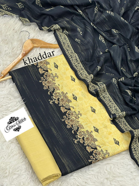 CROSS STICH KHADDAR THREE PIECE