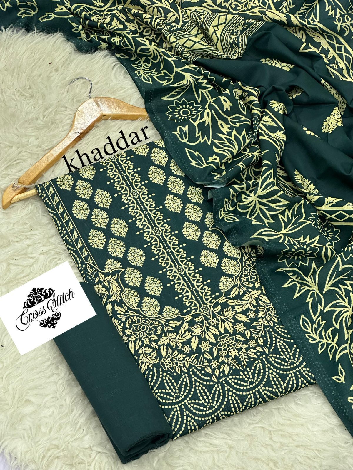 CROSS STICH KHADDAR THREE PIECE