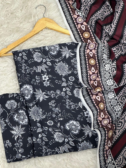 KHAADI LINEN VISCOSE THREE PIECE