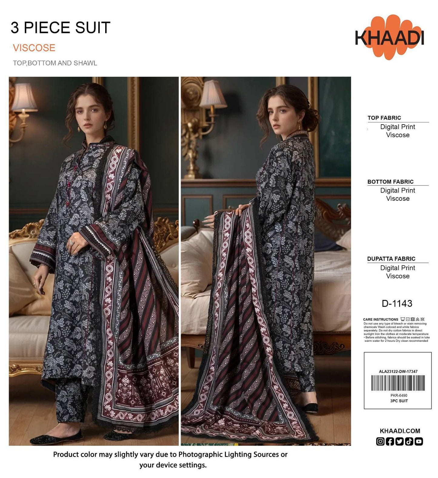 KHAADI LINEN VISCOSE THREE PIECE