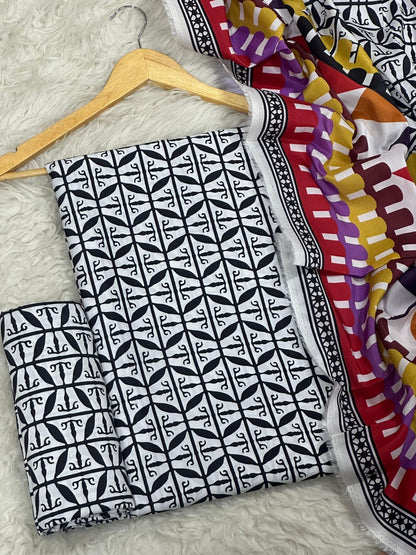 KHAADI LINEN VISCOSE THREE PIECE