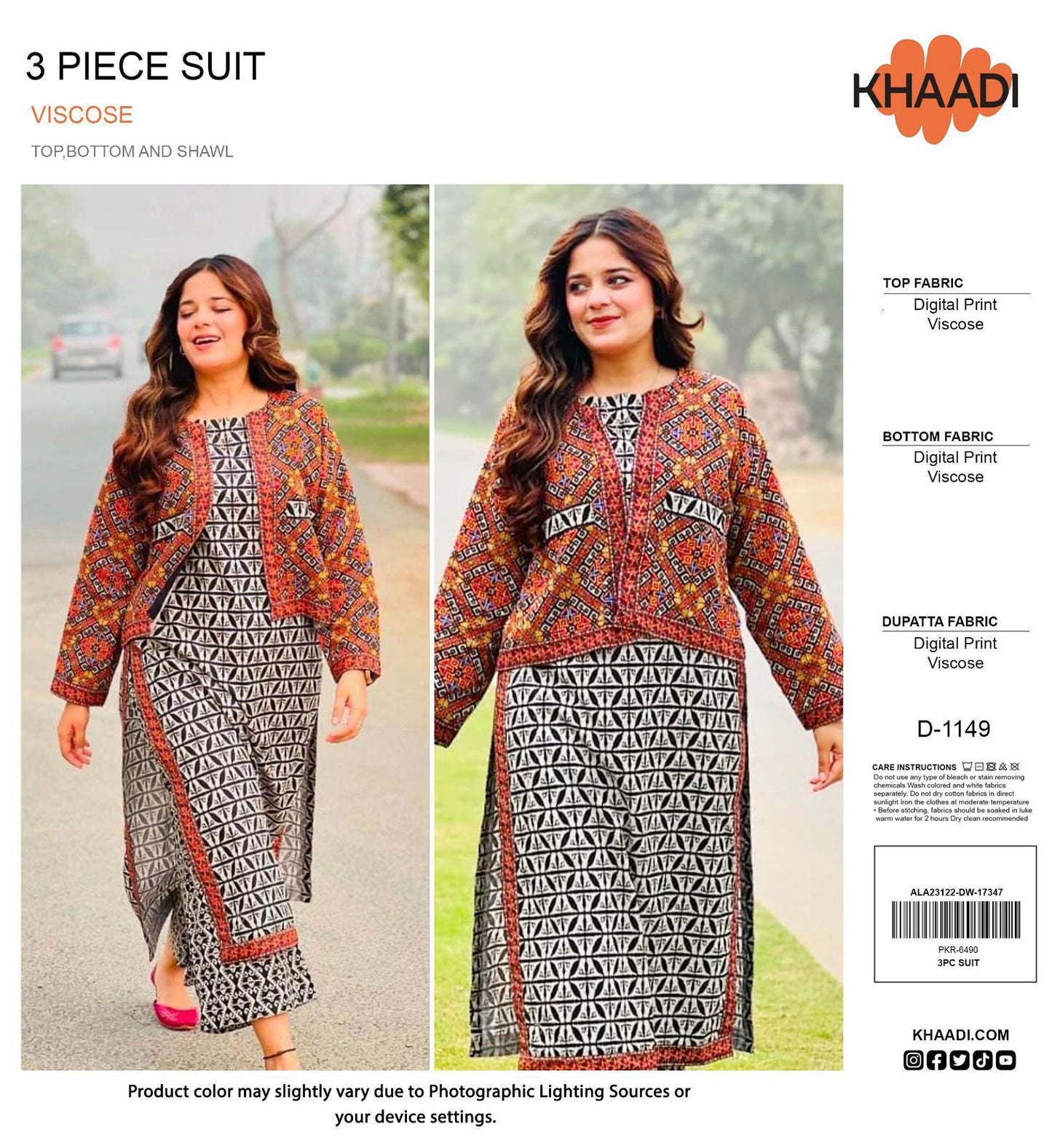 KHAADI LINEN VISCOSE THREE PIECE