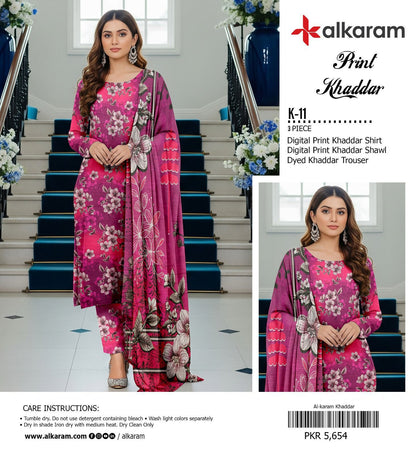 AL KARAM KHADDAR THREE PIECE