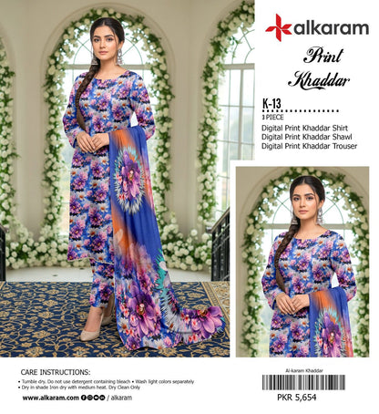 AL KARAM KHADDAR THREE PIECE