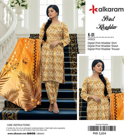 AL KARAM KHADDAR THREE PIECE