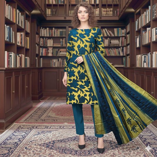 TAWAKAL LINEN THREE PIECE