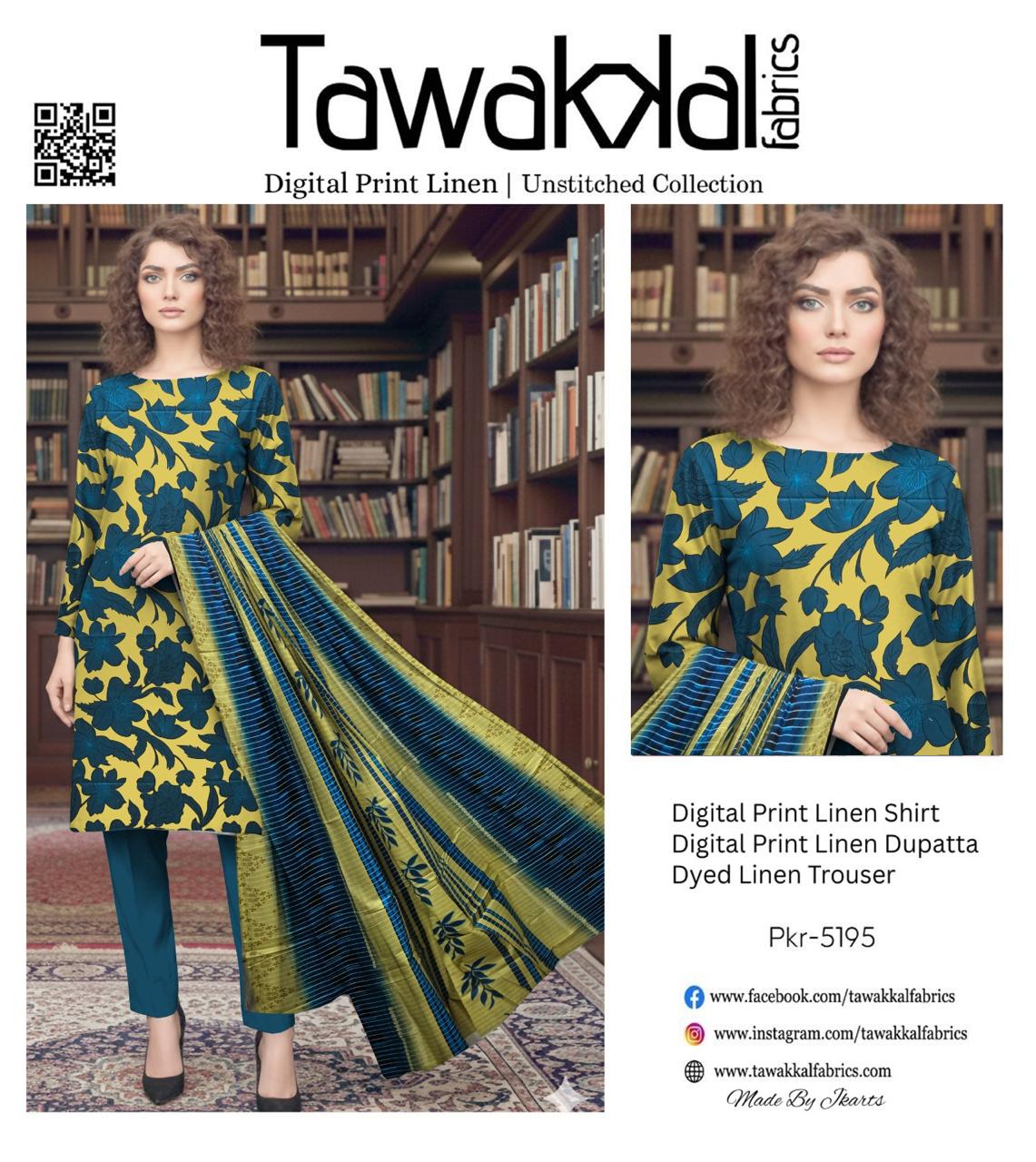 TAWAKAL LINEN THREE PIECE