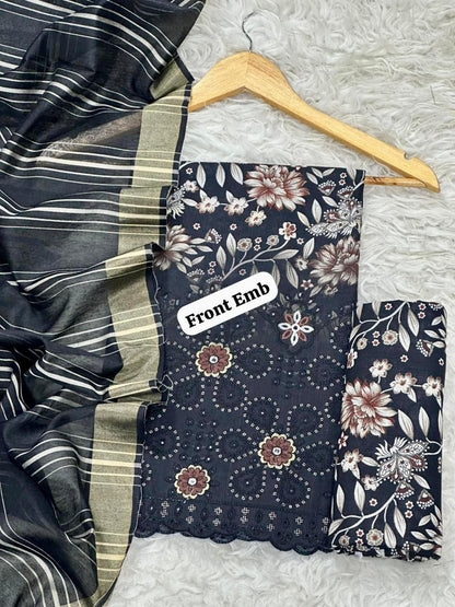 EMBROIDERY DHANAK DAMAN THREE PIECE