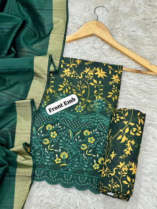 EMBROIDERY KHADDAR BORING DAMAN THREE PIECE