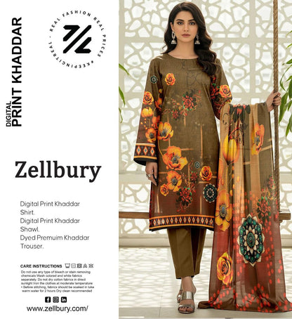 ZELLBURY KHADDAR THREE PIECE