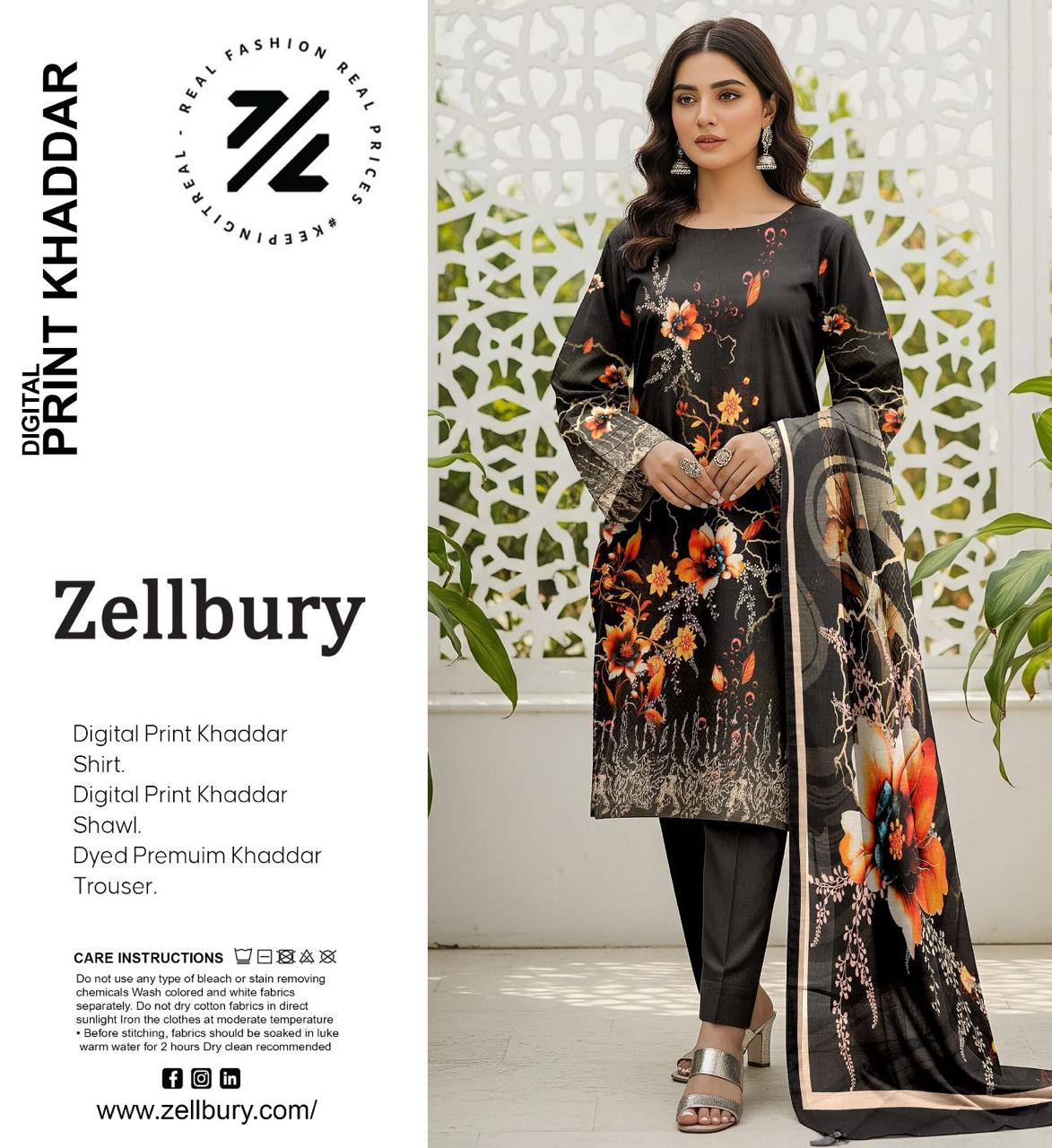 ZELLBURY KHADDAR THREE PIECE