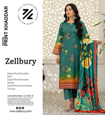 ZELLBURY KHADDAR THREE PIECE