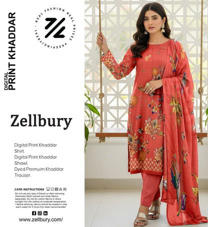 ZELLBURY KHADDAR THREE PIECE