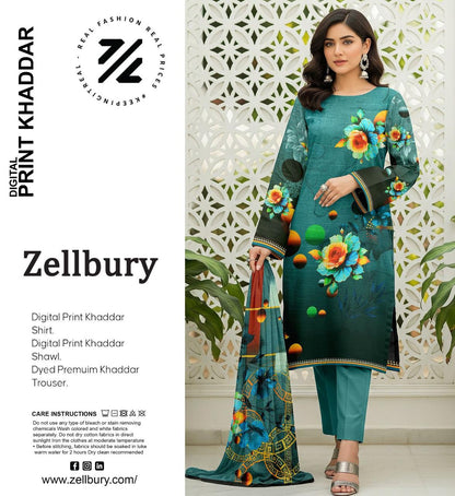 ZELLBURY KHADDAR THREE PIECE