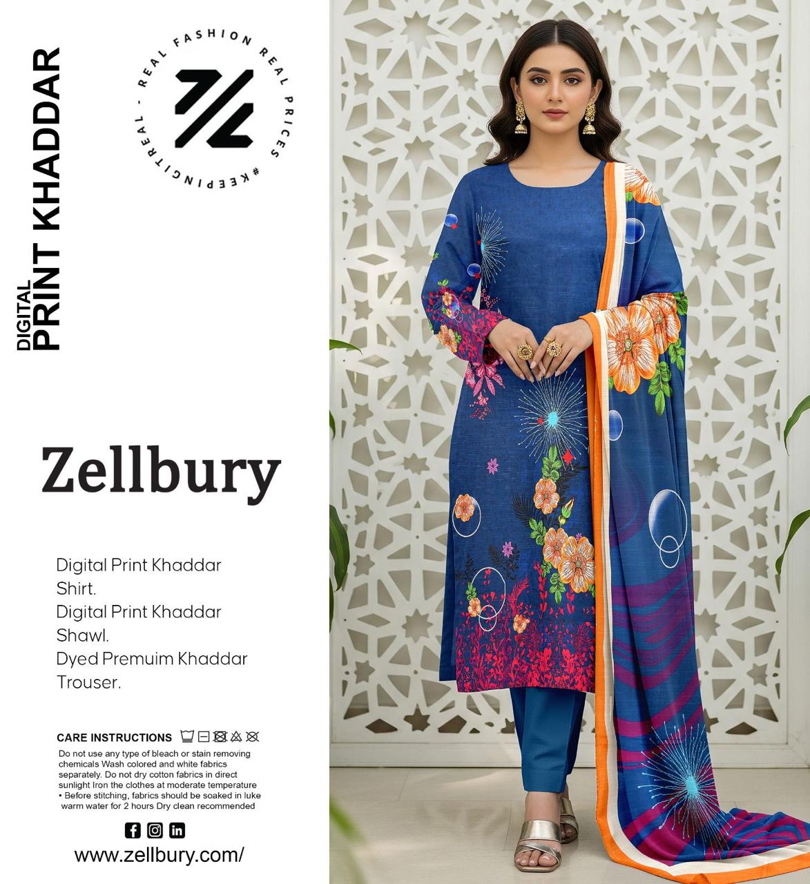 ZELLBURY KHADDAR THREE PIECE