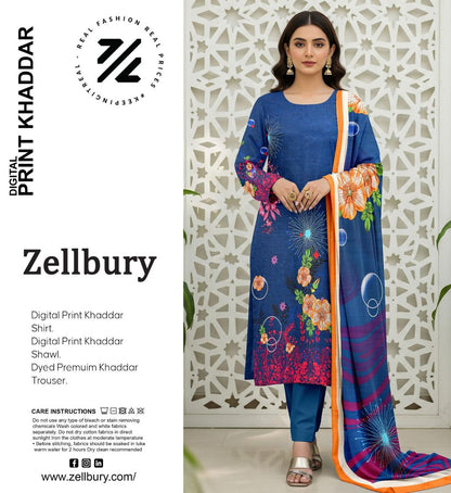 ZELLBURY KHADDAR THREE PIECE