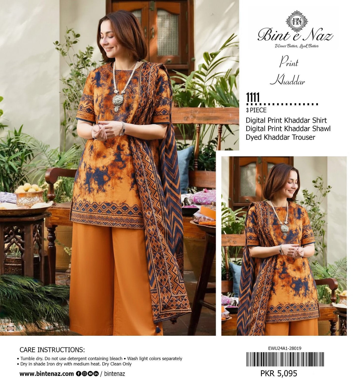 BINT E NAZ KHADDAR THREE PIECE