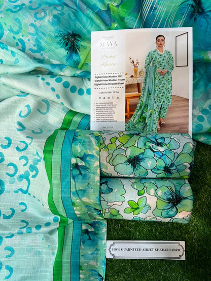 MAYA KHADDAR THREE PIECE