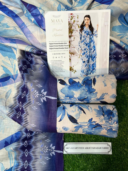 MAYA KHADDAR THREE PIECE