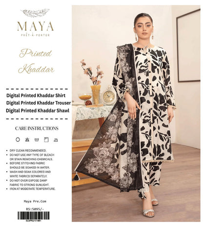 MAYA KHADDAR THREE PIECE