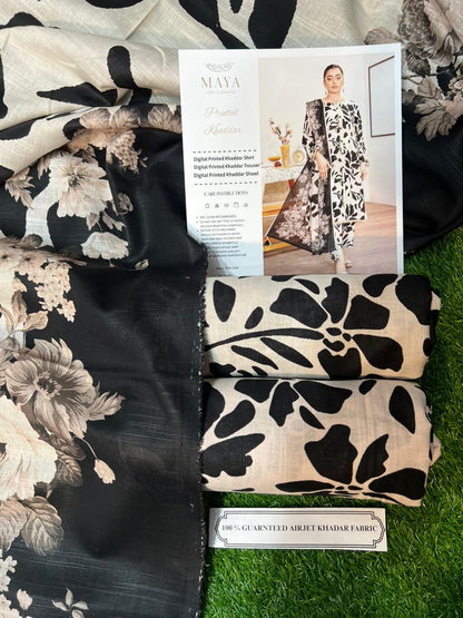 MAYA KHADDAR THREE PIECE