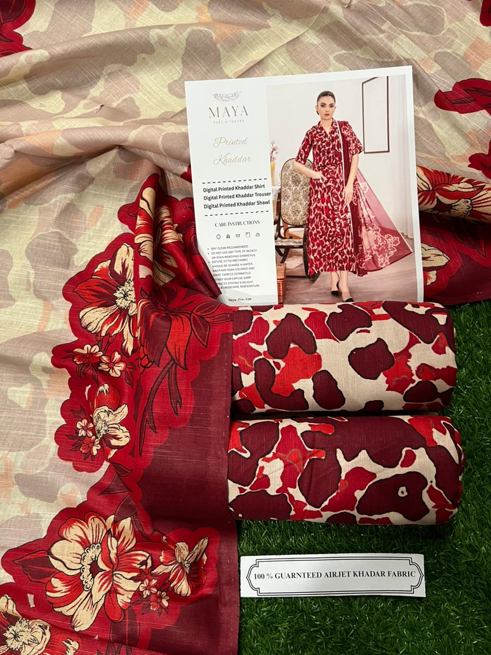 MAYA KHADDAR THREE PIECE