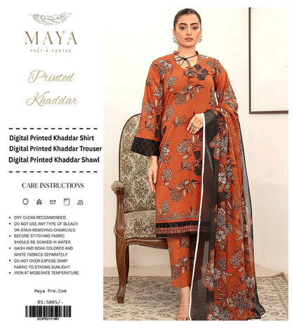 MAYA KHADDAR THREE PIECE