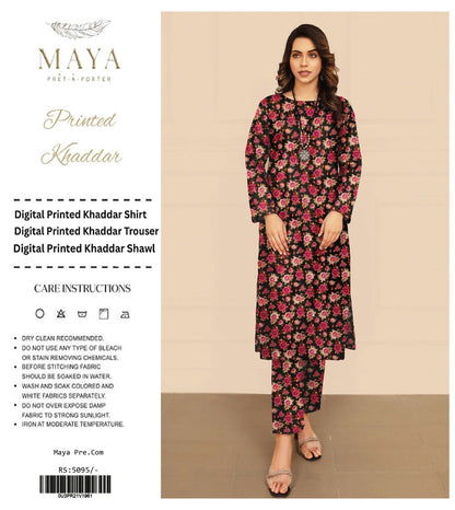 MAYA KHADDAR THREE PIECE