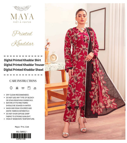 MAYA KHADDAR THREE PIECE