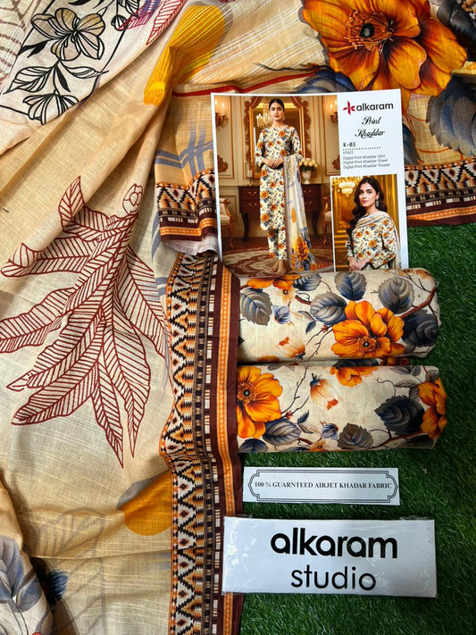 AL KARAM KHADDAR THREE PIECE