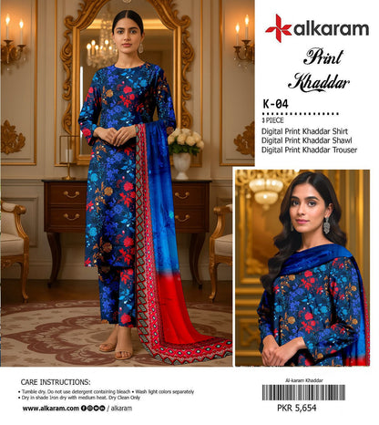 AL KARAM KHADDAR THREE PIECE